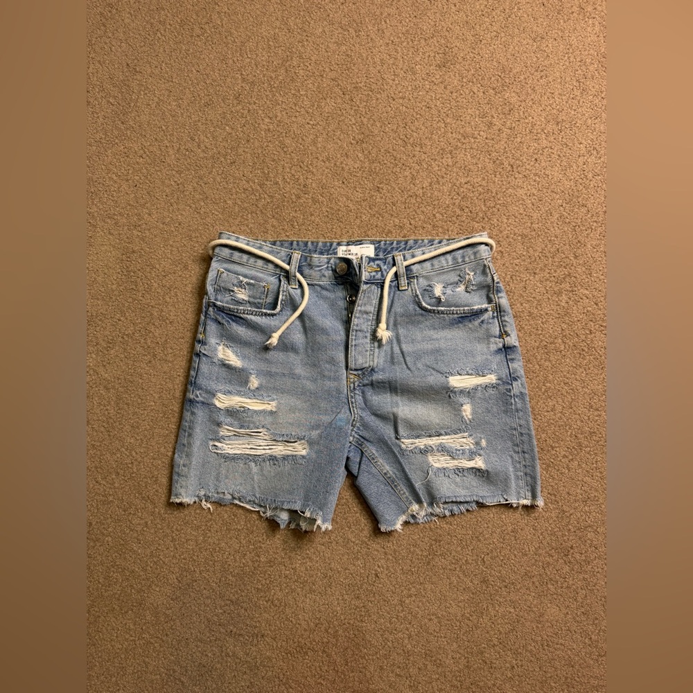 Zara Man Men’s Distressed Destroyed Ripped Denim Jean Button-Fly Shorts Size 30